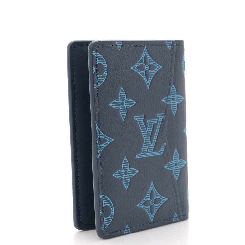 Louis Vuitton Navy & Light Blue Monogram wallet card money business Holder - Picture 3 of 7